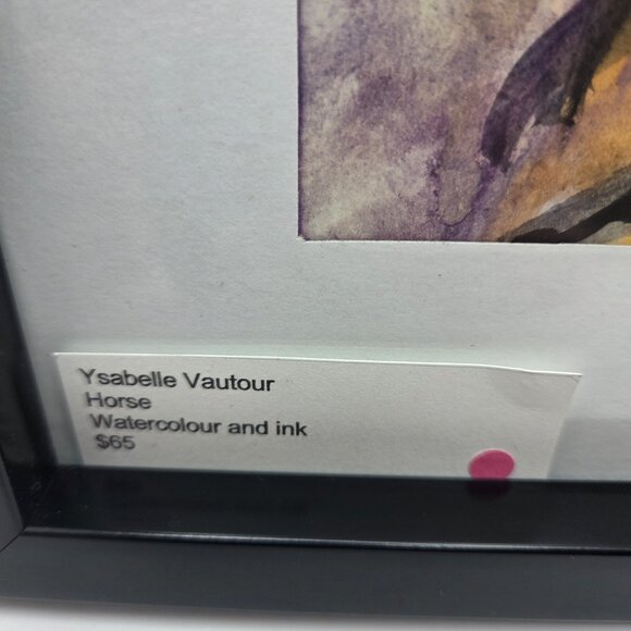 Original "Horse" Watercolor and Ink Painting by Isabelle Vautour - Framed Matted - Picture 4 of 11